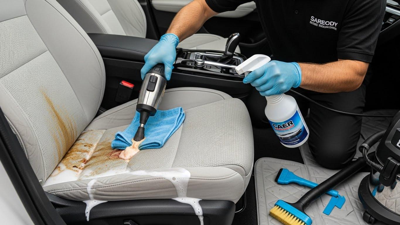 ניקוי וחיטוי מושב רכב מקיא