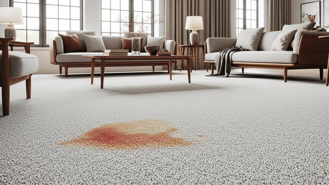 כתם קפה על שטיח בהיר