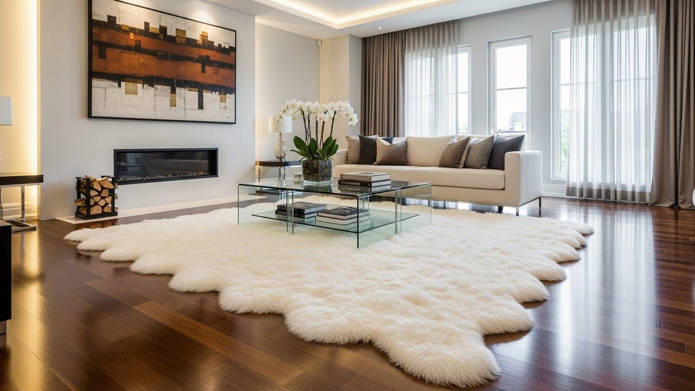 ניקוי וסירוק שטיח פרווה לבן